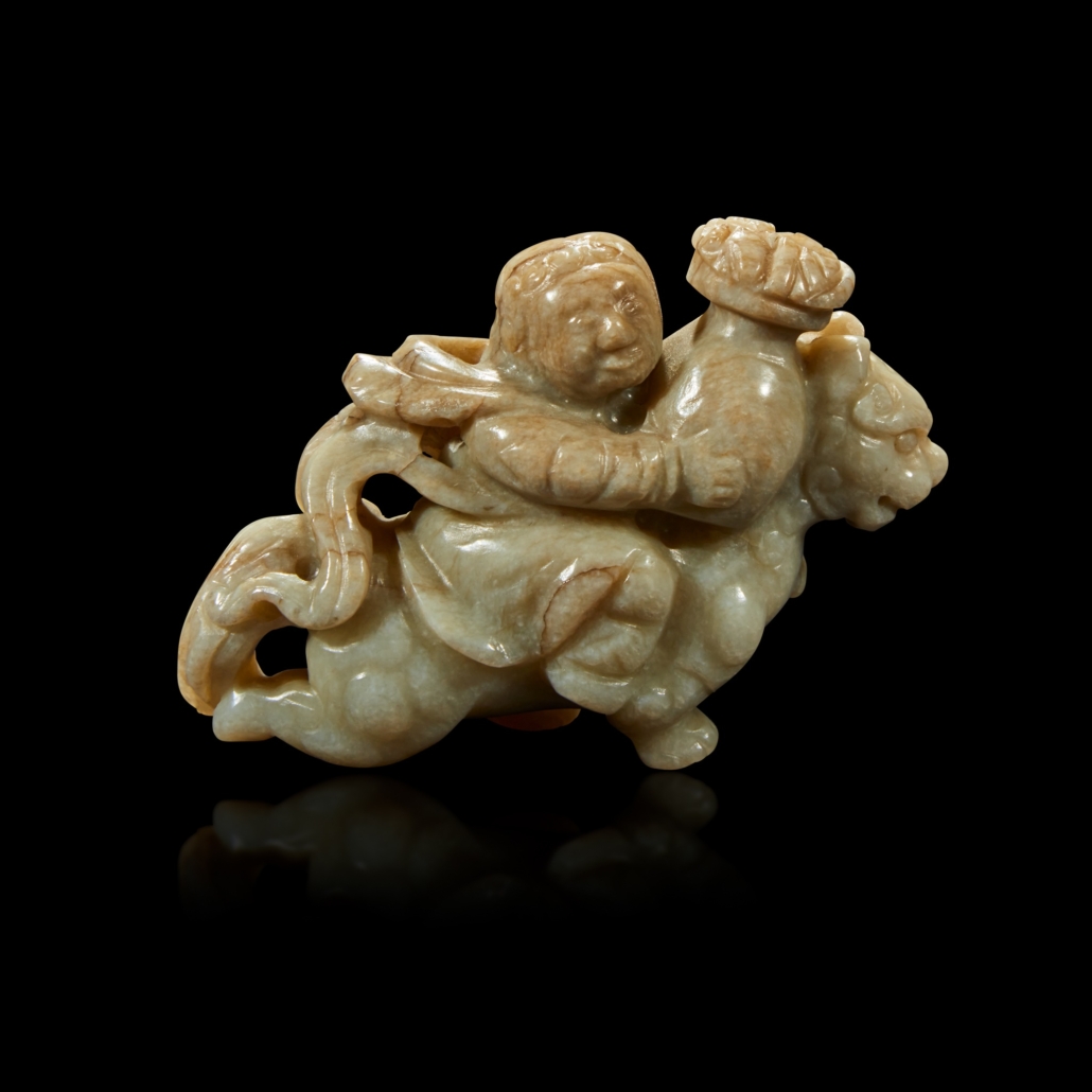 Chinese greyish-white jade carving of a foreigner, which sold for $50,000