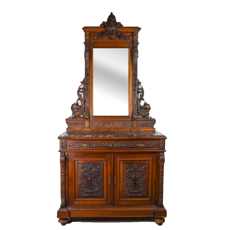 R.J. Horner-style ornately carved dresser, estimated at $2,000-$3,000