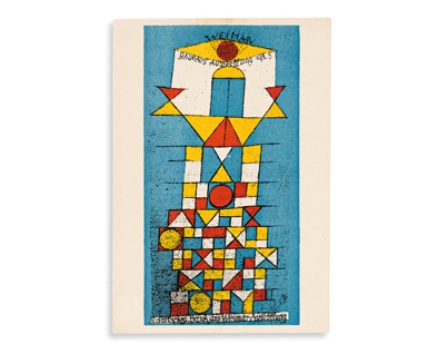 Paul Klee postcard promoting the first official Bauhaus exhibition, estimated at $4,000-$6,000