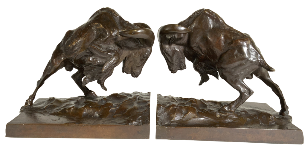 Bronze Rocky Mountain goat bookends signed by Anna V. Hyatt Huntington, estimated at $5,000-$7,000