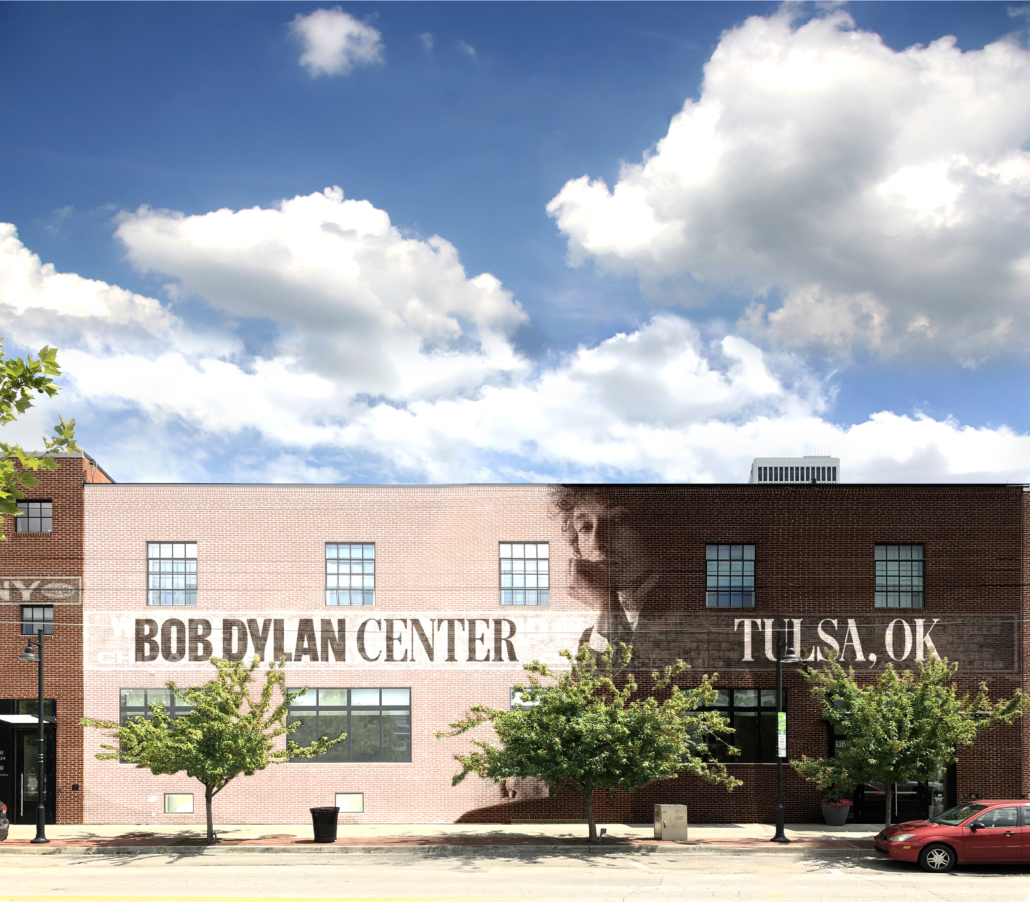 Exterior rendering of The Bob Dylan Center, which will open in Tulsa, Okla., in May 2022.