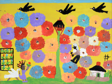 Clementine Hunter, ‘Uncle in the Flower Garden,’ which sold for a hammer price of $16,500