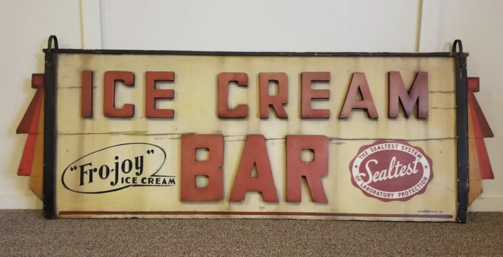 Art Deco ice cream sign, circa 1930, estimated at $4,000-$5,000