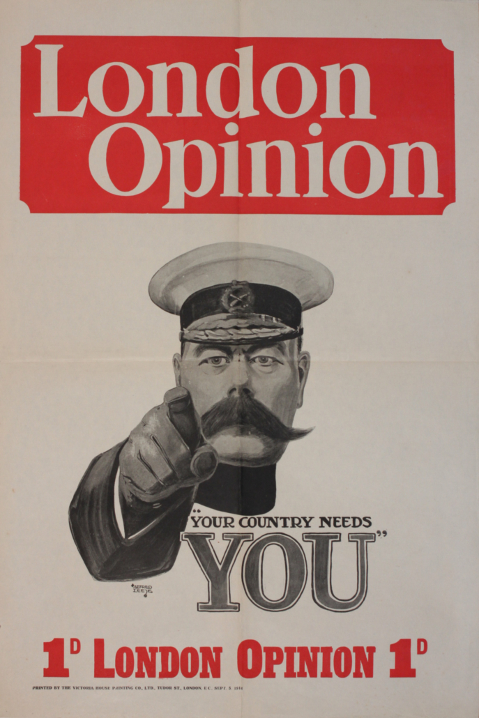 Forerunner to Alfred Leete’s famous WWI recruiting poster, estimated at £2,000-£4,000