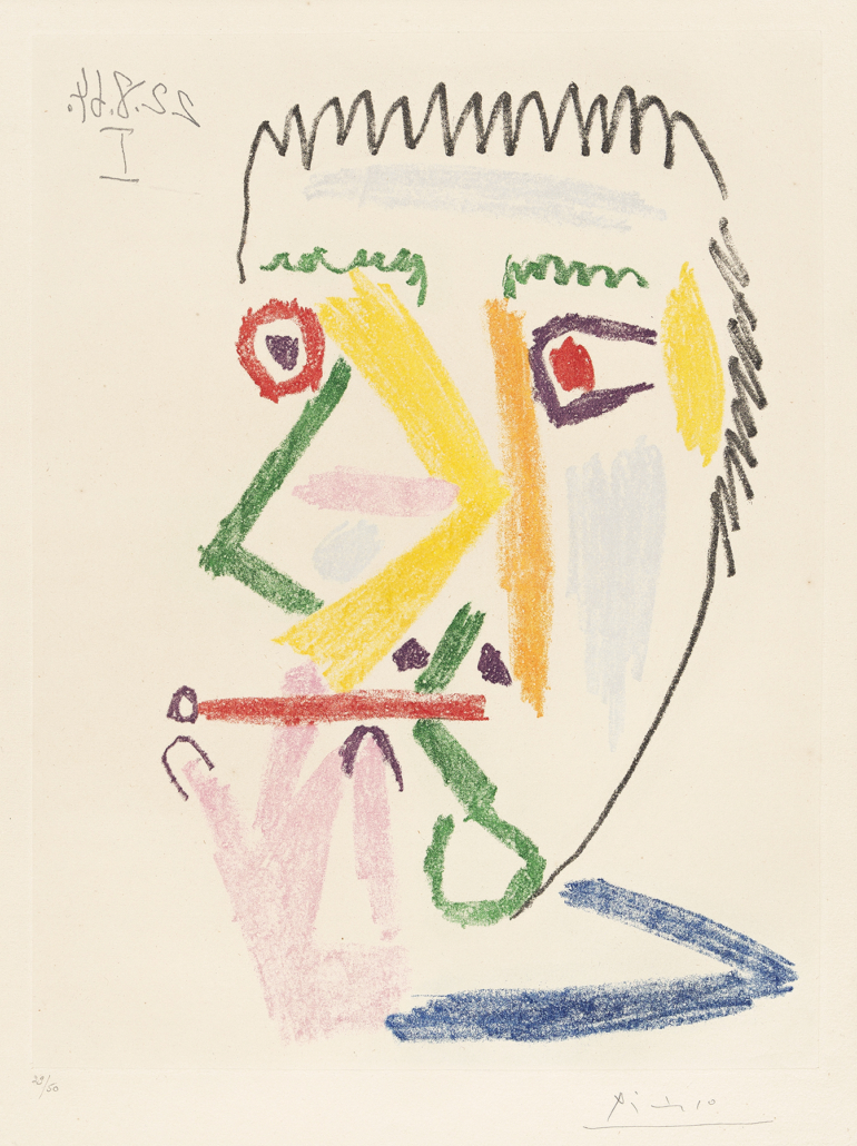Pablo Picasso, ‘Fumeur a la Cigarette Rouge,’ which sold for $42,500