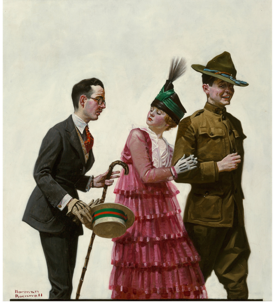 Norman Rockwell, ‘Excuse Me! (Soldier Escorting Woman),’ which sold for $543,000