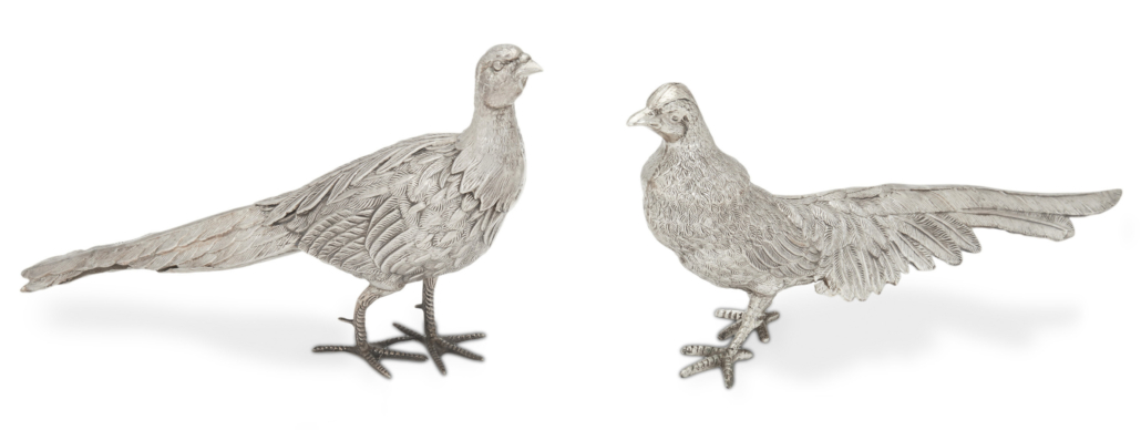  Early 20th century Spanish silver pheasants, estimated at $400-$600