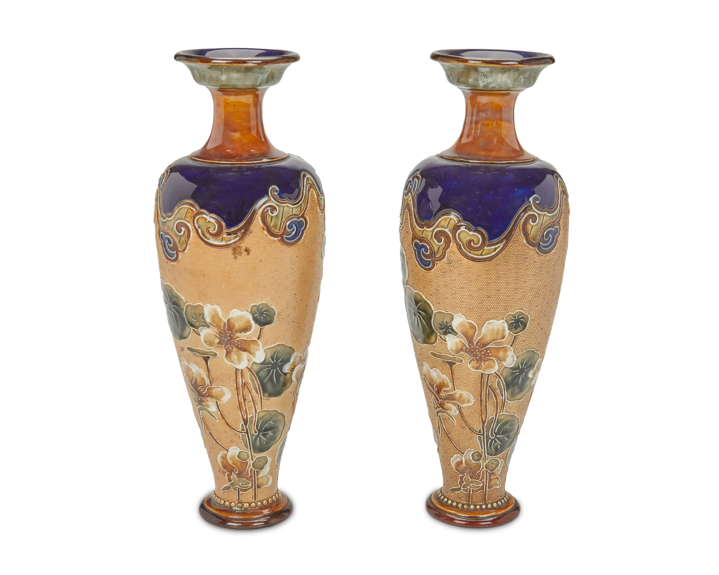 Pair of Royal Doulton Nasturtium vases, estimated at $500-$700 
