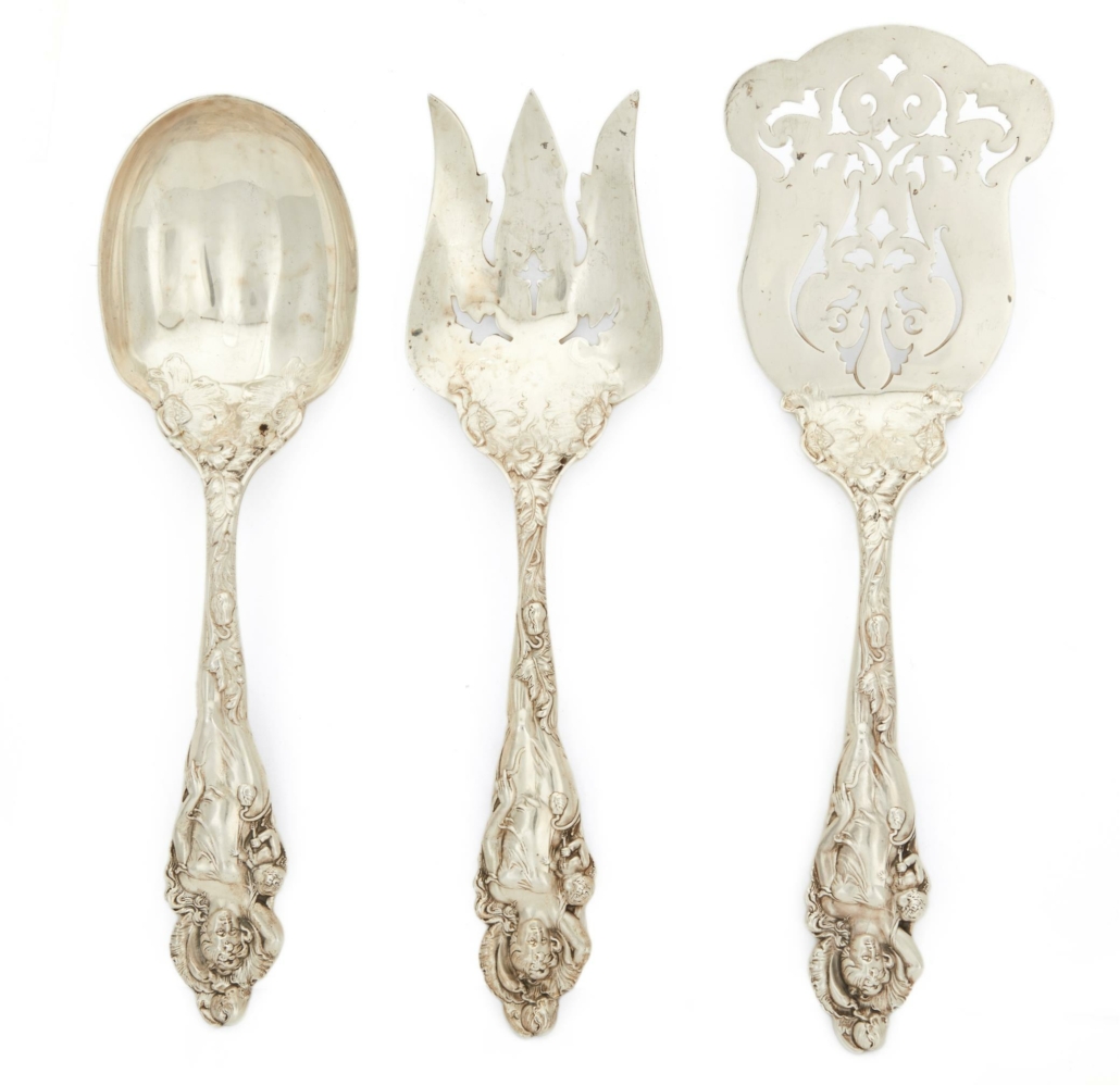 Reed & Barton Love Disarmed sterling silver serving pieces, sold for $1,250 