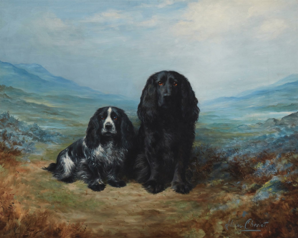 Lilian Chevoit, ‘A Pair of English Cocker Spaniels (Simon and Sarah),’ sold for $5,625 