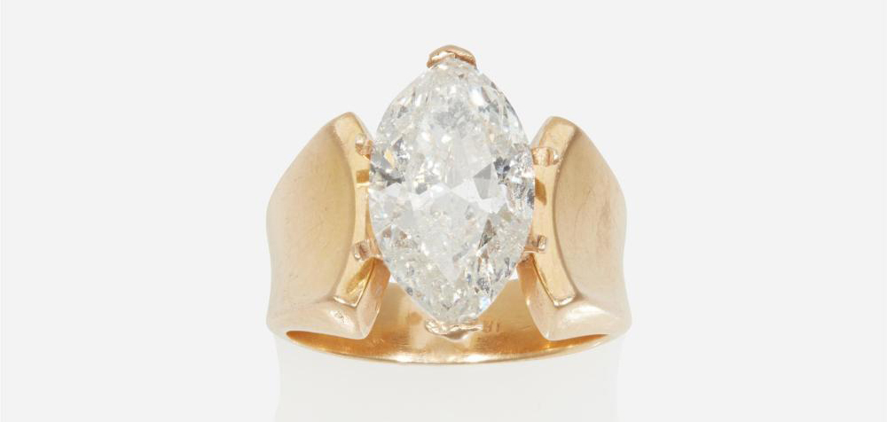 Marquise-cut diamond ring, which sold for $25,000