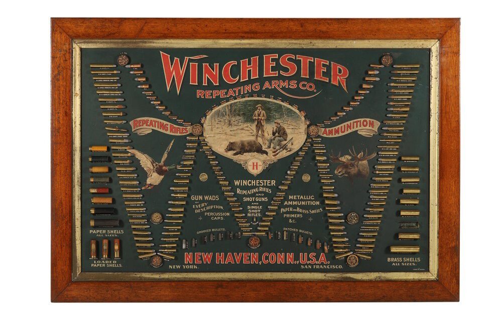 Winchester cartridge display board, estimated at CA $20,000-$25,000