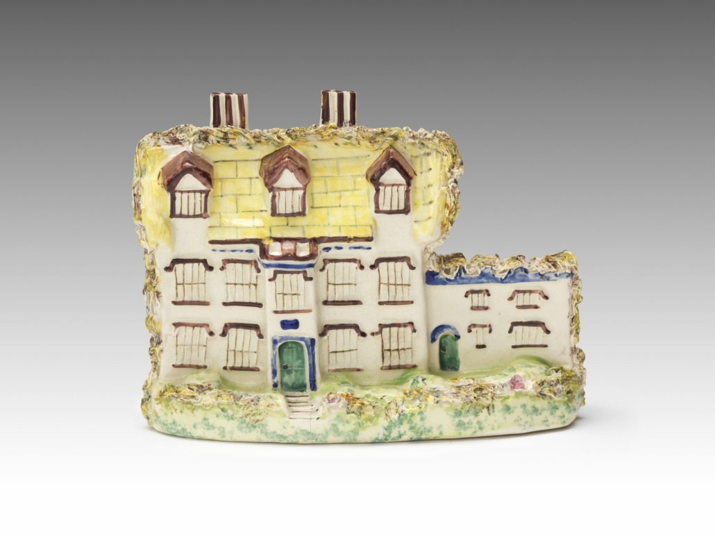 English Staffordshire mantel ornament in the form of Stanfield Hall, known as a “murder house,” circa 1849–1860. Nelson-Atkins Museum of Art.