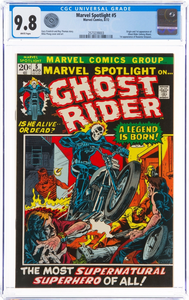 1972's Marvel Spotlight No. 5, featuring the debut of Ghost Rider, which sold for $264,000