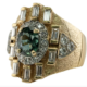 Vintage men's 14K yellow gold ring with green sapphire and diamonds, estimated at $4,500-$5,500