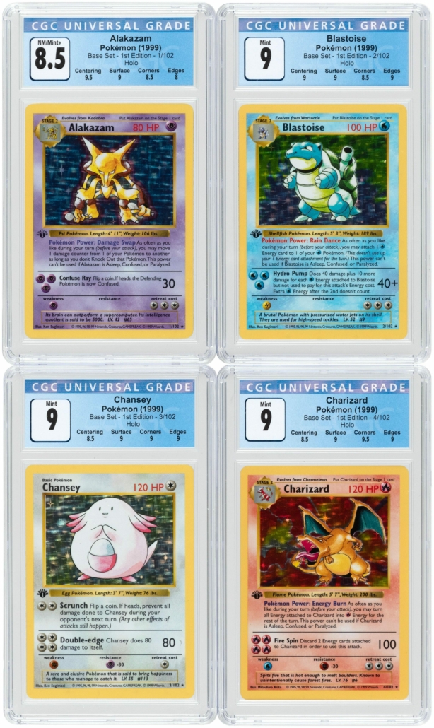 This set of the first issue of Pokemon cards from 1999 contains an example of each of the 102 that were issued.