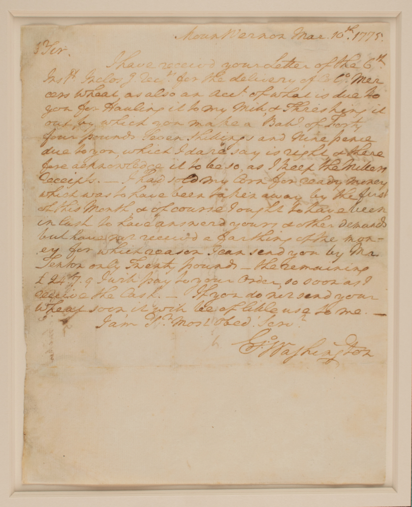 1775 George Washington letter to Edward Snickers, estimated at $15,000-plus