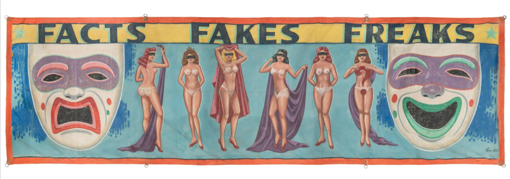 Snap Wyatt's painted canvas ‘Facts, Fakes, Freaks’ sideshow banner, which sold for $6,000