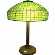 Tiffany Studios leaded green glass table lamp, which sold for $12,000 on June 12