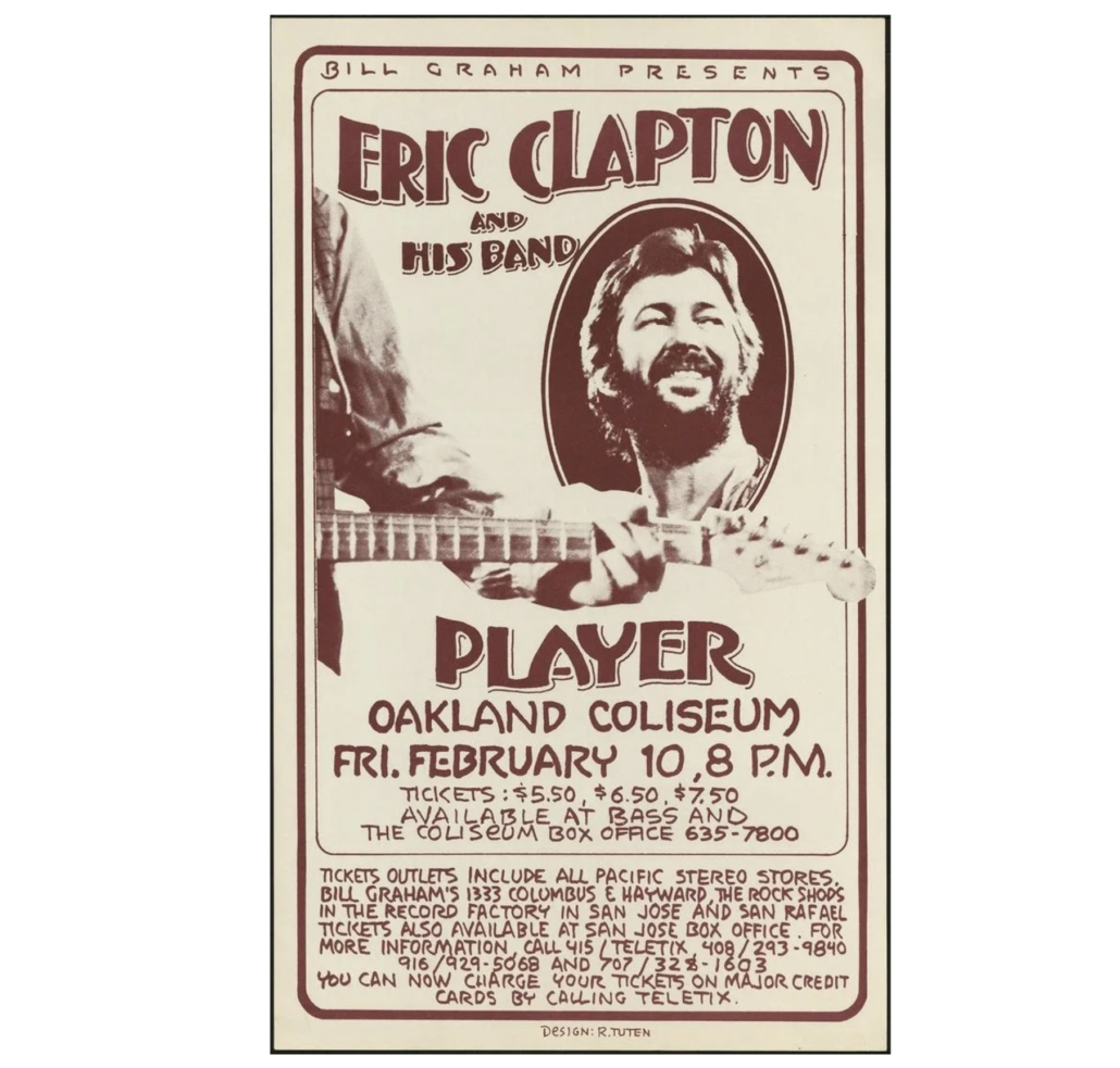 February 1978 concert poster for Eric Clapton and his band, est. $100-$200