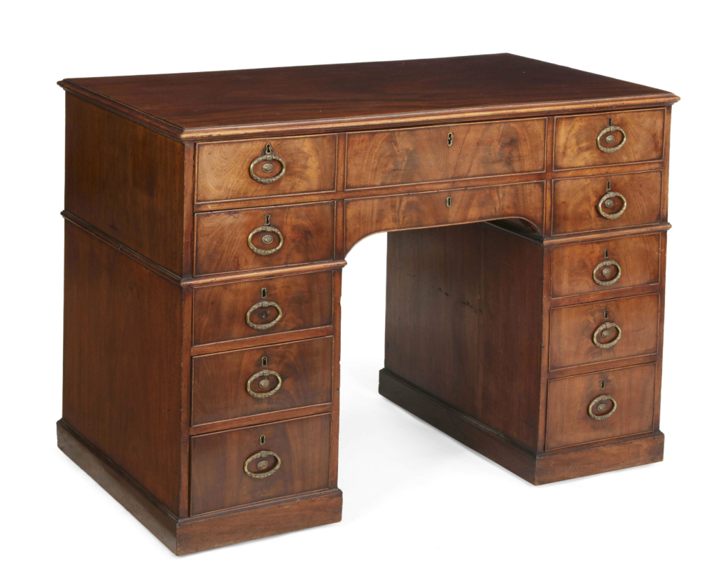 George III mahogany architect's desk by Gillows of Lancaster, estimated at $4,000-$6,000