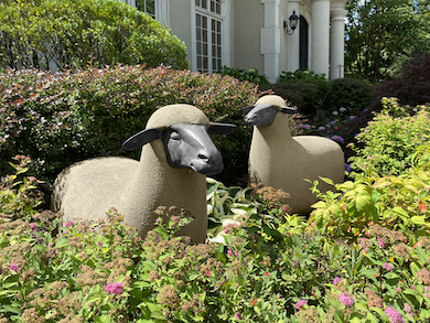 Two of five Francois-Xavier Lalanne ‘Mouton de Pierre’ in the November auction, each estimated at $100,000-$150,000