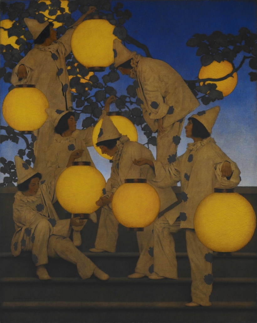 Maxfield Parrish, ‘The Lantern Bearers,’ 1908 oil on canvas mounted on board. Crystal Bridges Museum of American Art, Bentonville, Arkansas
