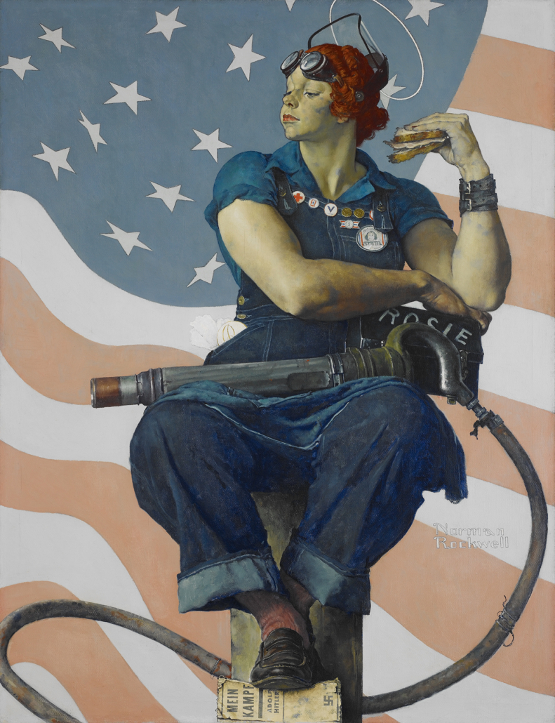  Norman Rockwell, ‘Rosie the Riveter,’ 1943 oil on canvas. Courtesy of Crystal Bridges Museum of American Art, Bentonville, Arkansas.© SEPS licensed by Curtis Licensing. Photography by Dwight Primiano.