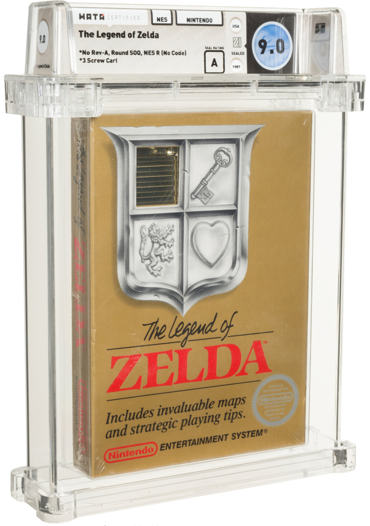 The front cover of a 9.0 grade sealed copy of Nintendo’s The Legend of Zelda, which sold for $870,000 on July 9.