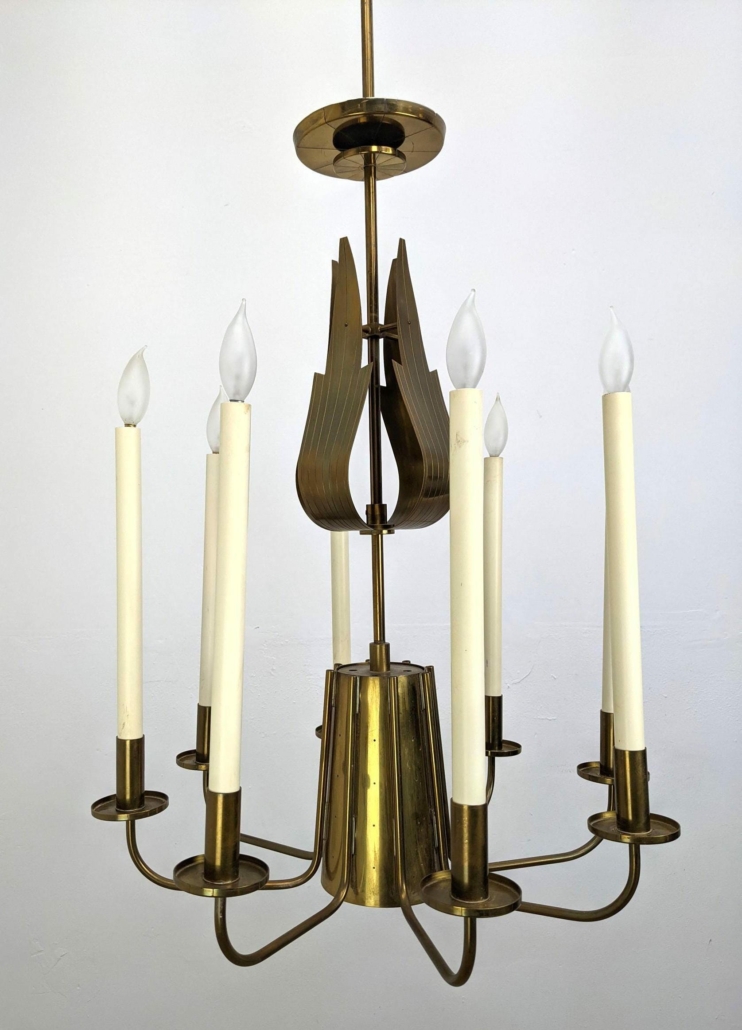 Tommi Parzinger bronze Modernist chandelier with eight arms, estimated at $2,000-$3,000