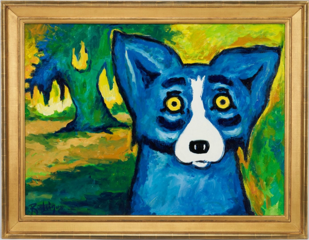 George Rodrigue ‘Blue Dog’ acrylic on canvas, estimated at $68,000-$72,000