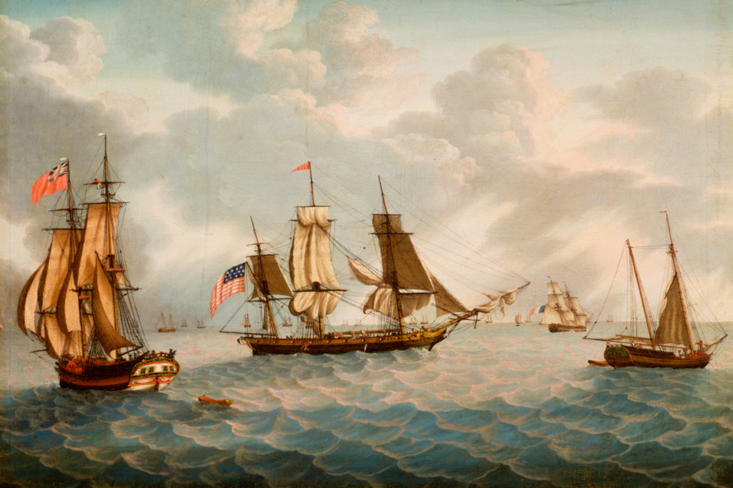 Michele Felice Corne, ‘Ship America on the Grand Banks,’ about 1800 oil on canvas, 39 3/4 x 56 inches (100.965 x 142.24 cm). Gift of Mrs. Francis B. Crowninshield, 1953. © 2014 Peabody Essex Museum