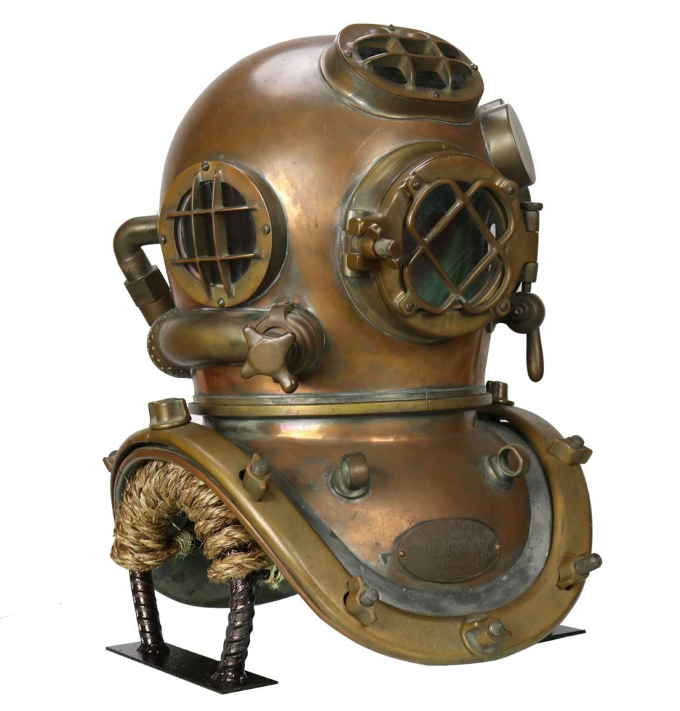 D-Day USN Mark V diving helmet, estimated at $7,500-$12,000