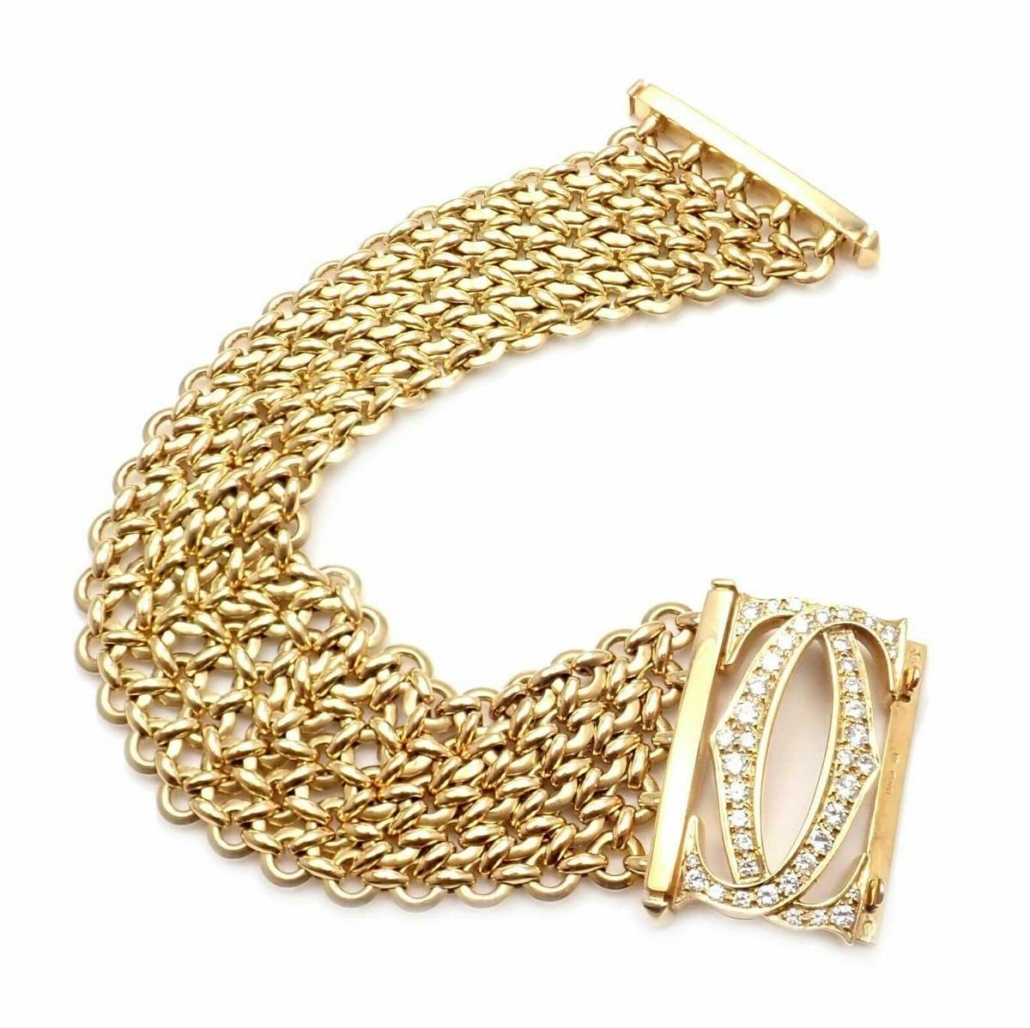 Cartier Penelope 18K yellow gold diamond Double C five-row link bracelet, estimated at $42,000-$56,000