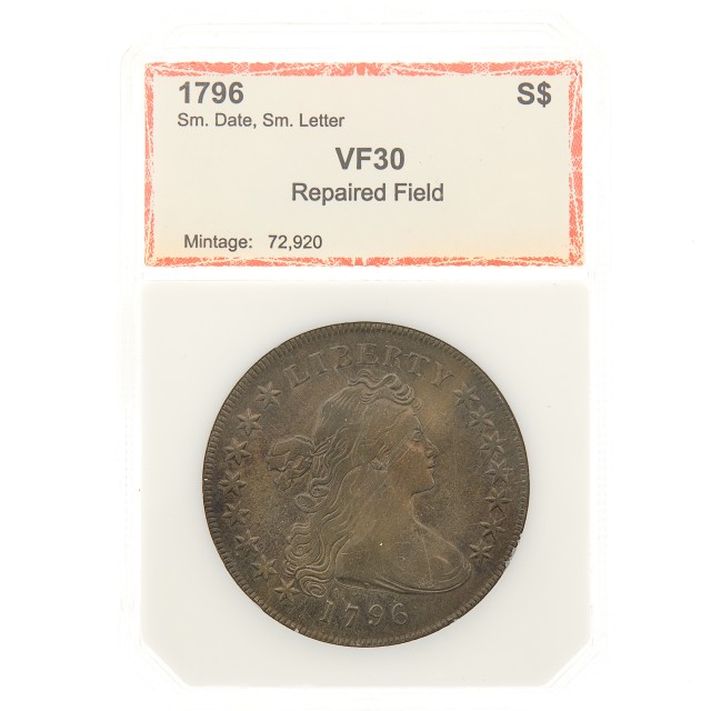 1796 United States small eagle reverse silver dollar, est. $1,500-$2,000