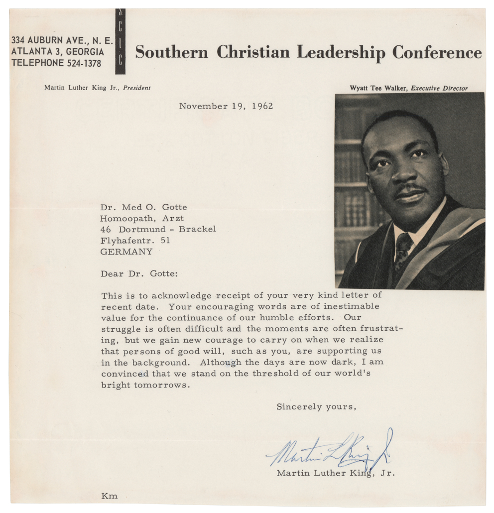  Signed 1962 Martin Luther King, Jr. letter, $14,196