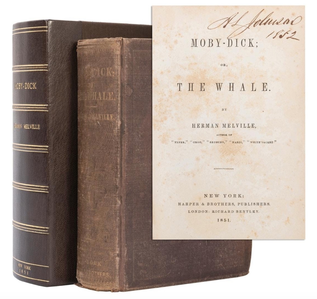 1851 first American edition of Herman Melville's ‘Moby–Dick; or, The Whale,’ est. $50,000-$60,000