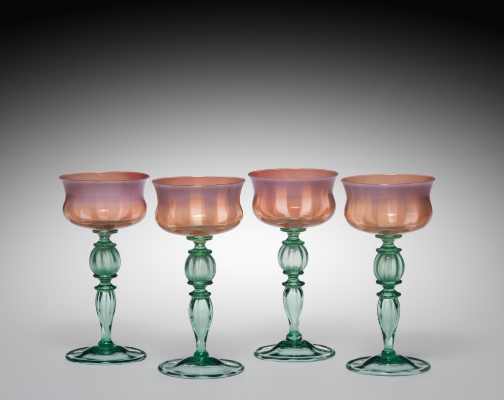  Wineglasses, Tiffany Studios (1902–1932), Louis Comfort Tiffany (1848–1933), Corona, New York, United States, about 1918–1925. 73.4.17 B.