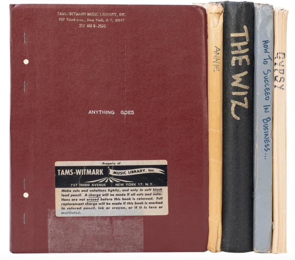 Five annotated Broadway scripts, $1,560