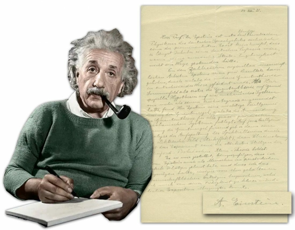 Science-related letter written and signed by Albert Einstein in German in 1921, est. $12,000-$14,000