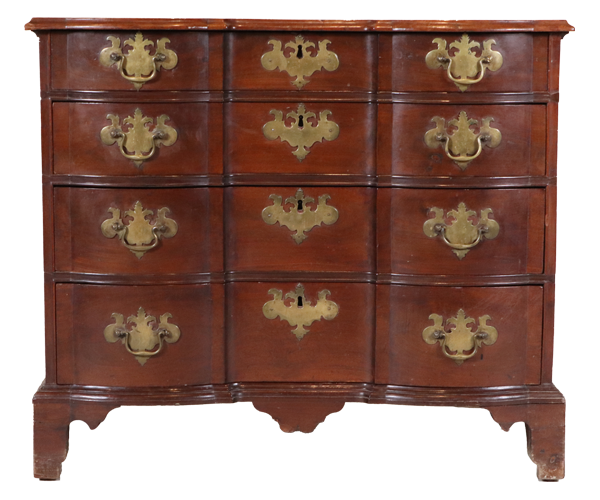 Chippendale mahogany blockfront chest of drawers, Boston, 1760-1780, est. $8,000-$12,000