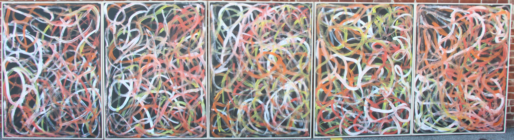 Group of five acrylic paintings from Aboriginal-Australian artist Emily Kame Kngwarreye’s ‘Yam Drawing’ series, est. $20,000-$30,000