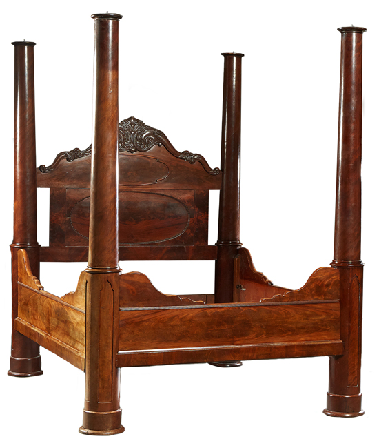 American rococo carved mahogany four-poster bed, est. $800-$1,200