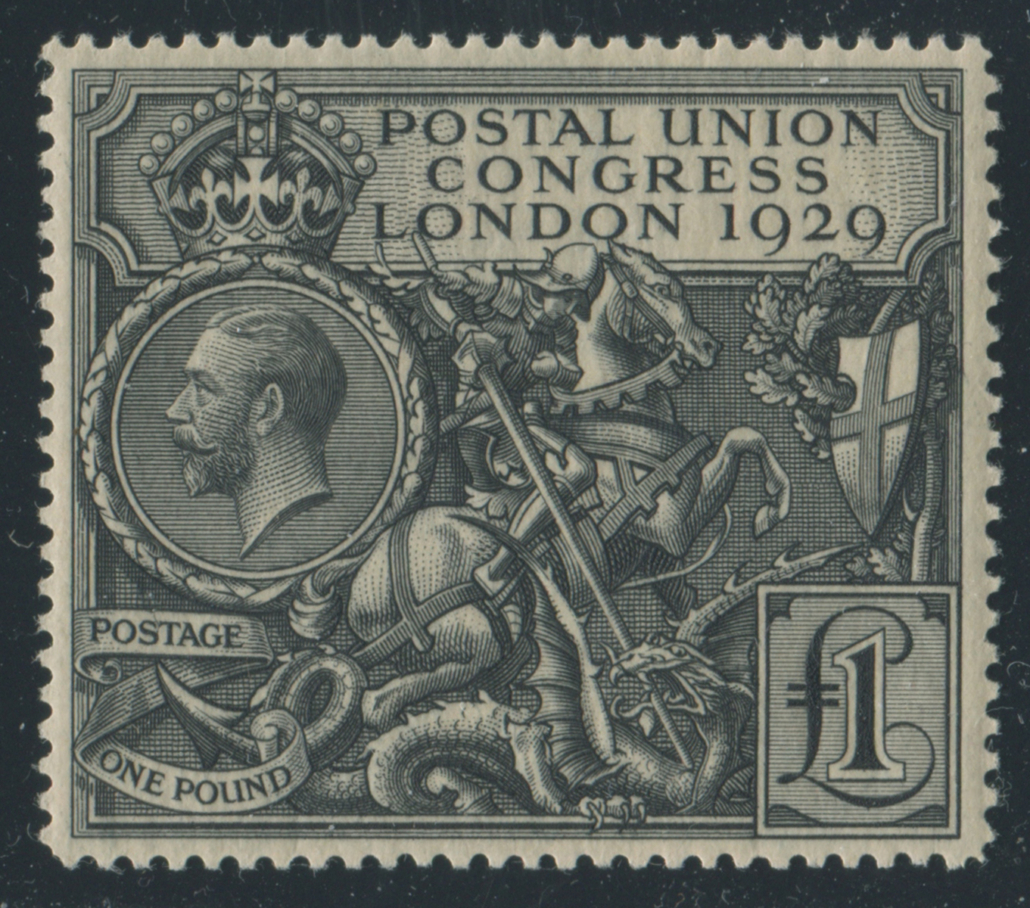 Great Britain 1929 #29 1 Pound Black VF MNH, est. $725-$850 