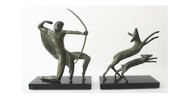 Michel Decoux, ‘Hunter with Bow Chasing Two Deer,’ circa 1918, est. $9,000-$11,000