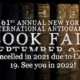 The home page for the New York International Antiquarian Book Fair (NYIABF) relays the news of the cancellation of the 2021 edition.