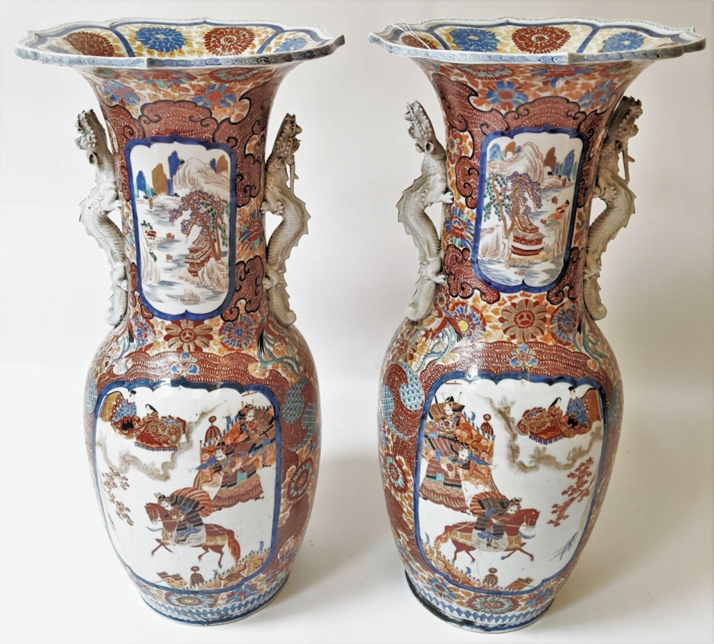 Kutani Chinese vases with dragon mounts, est. $800-$1,200
