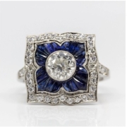 Platinum diamond and sapphire ring, est. $7,000-$8,000