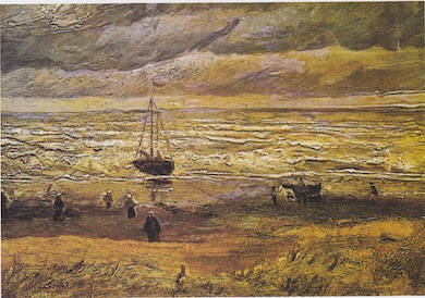 ‘View of the Sea at Scheveningen,’ an 1882 Van Gogh painting that was one of two stolen from the Van Gogh Museum in Amsterdam in 2002. An alleged drug trafficker from Italy who is suspected of purchasing the work on the black market was recently arrested in Dubai. Public domain image of the painting courtesy of Wikimedia Commons.