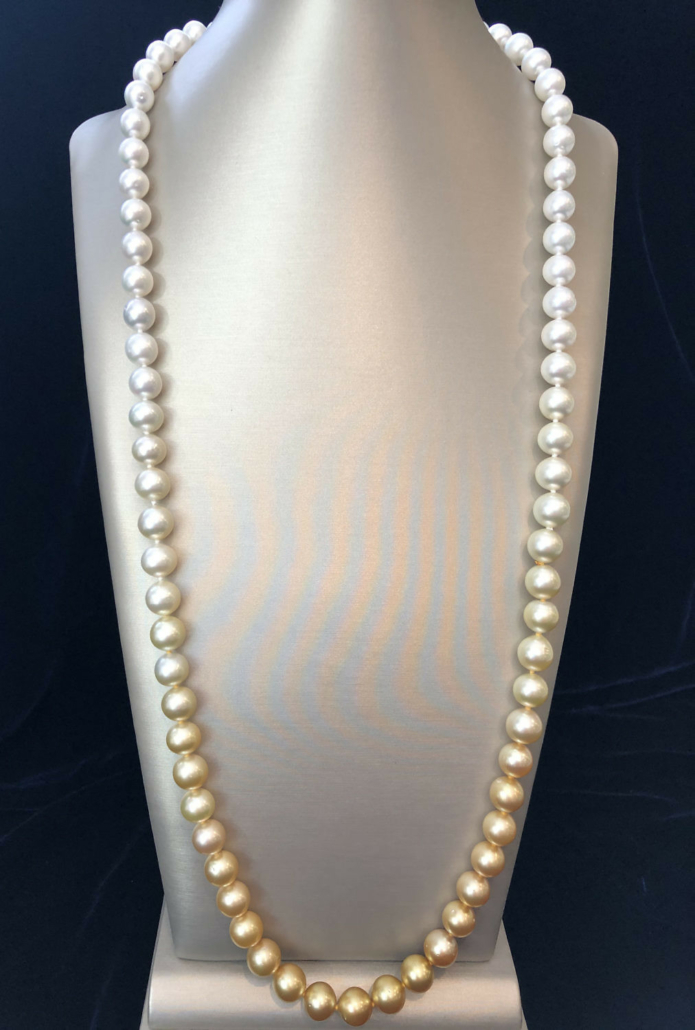 South Sea pearl natural-colored ombre necklace with white gold and diamond clasp, est. $2,000-$2,500